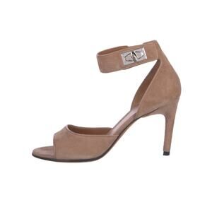 Givenchy Shark Lock Suede Ankle Strap Peep Toe Heels